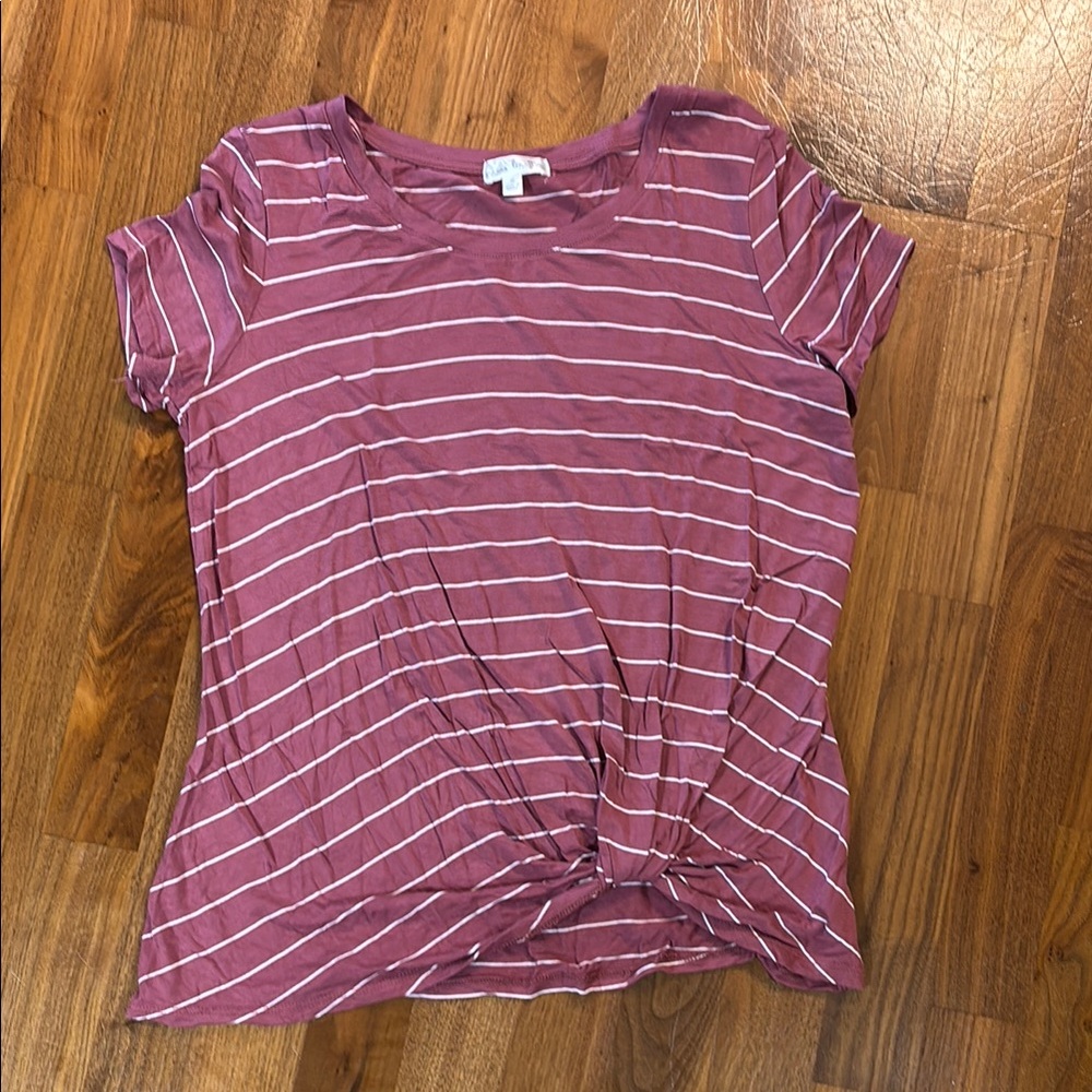Nine Britton Pink Short Sleeve Tie Front Tee